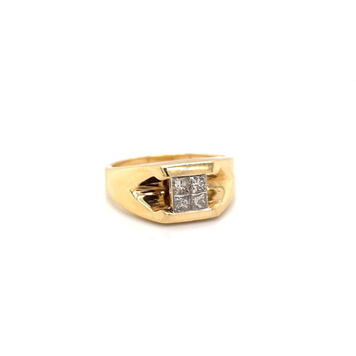 14K Yellow Gold Invisible Princess Diamond Ring