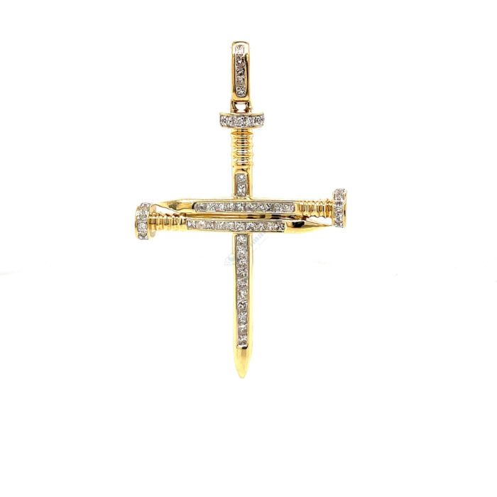 10K Yellow Gold Nail Cross Pendant