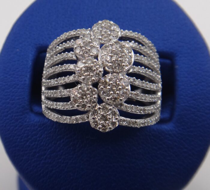 10K White Gold Cluster Flower Ring - Image 2