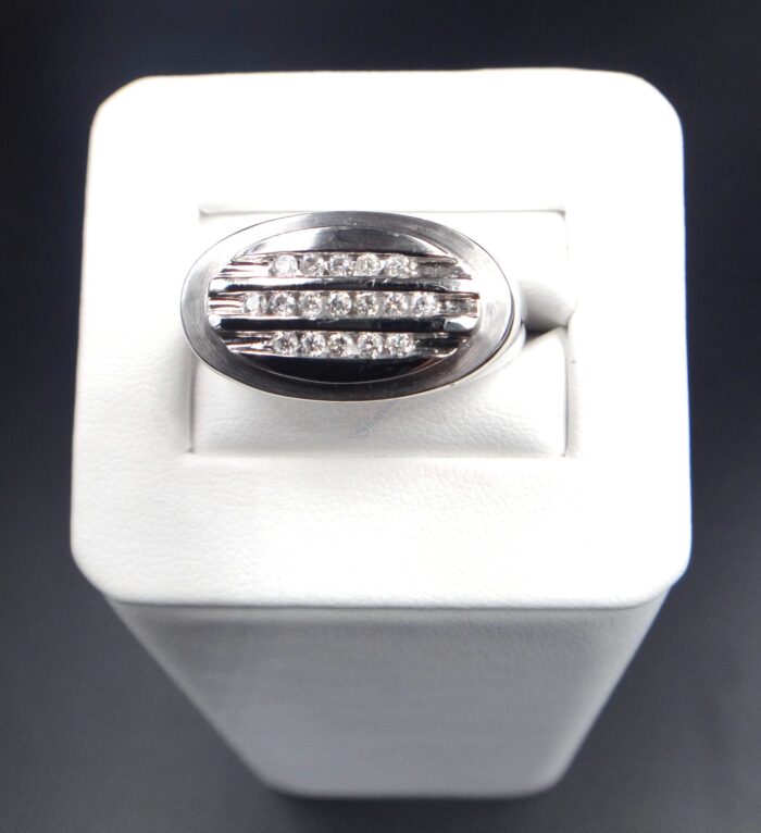 14K White Gold Satin Finish Diamond Ring