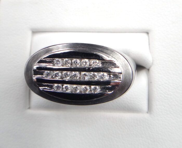 14K White Gold Satin Finish Diamond Ring - Image 2