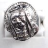 14K White Gold Channel Set Virgin Mary Diamond Ring - Image 2