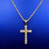 14K Yellow Gold Prong Set Cross Pendant