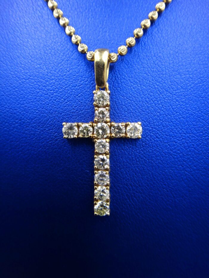 14K Yellow Gold Prong Set Cross Pendant - Image 2