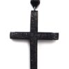 10K White Gold Cross Pendant with Black Pave Diamonds - Image 2
