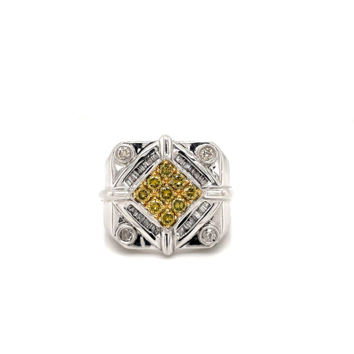 14K White Gold Yellow & White Diamond Ring