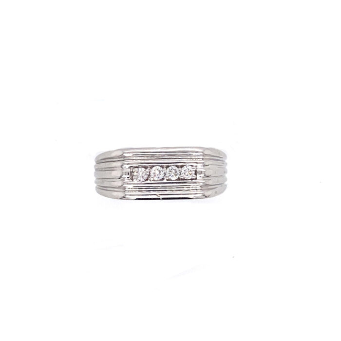 14K White Gold Pave Set Diamond Ring