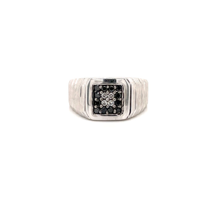 10K White Gold Diamond Ring with Black Rhodium