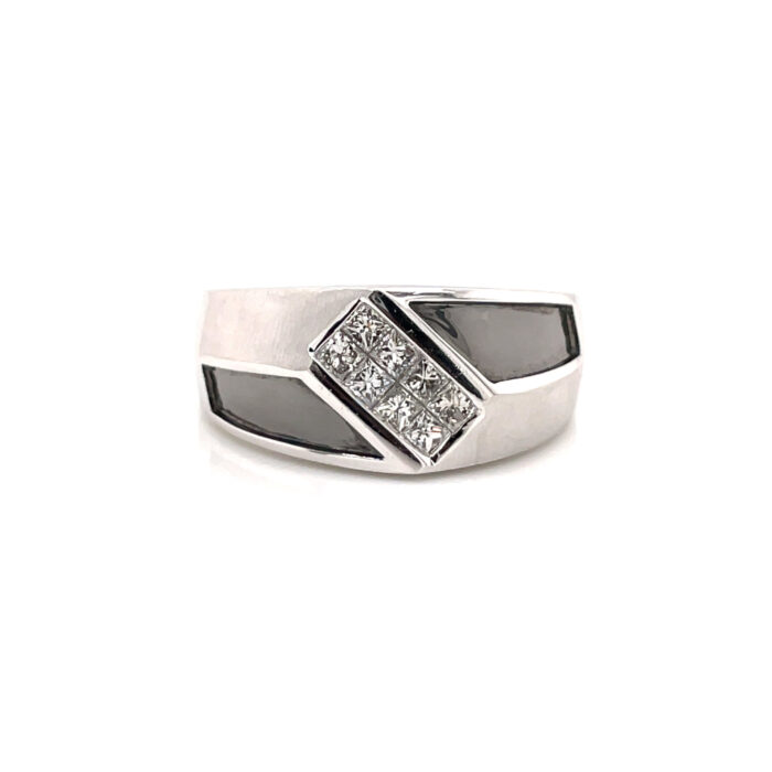 14K White Gold Diamond Ring with Black Rhodium