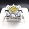 14K White Gold Yellow & White Diamond Ring - Image 2