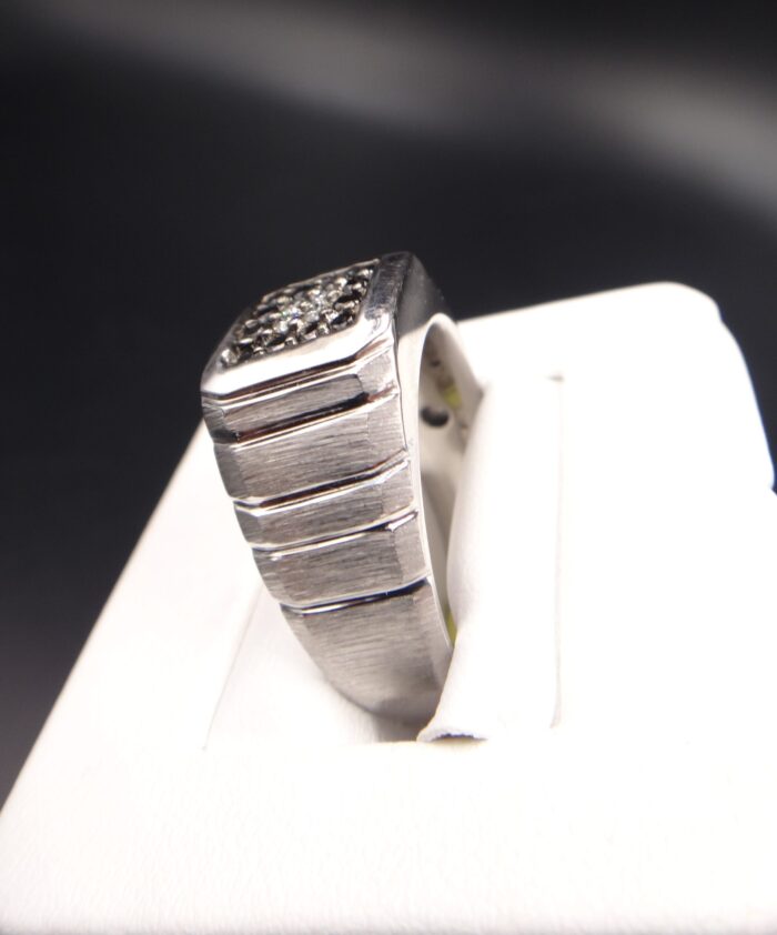 10K White Gold Diamond Ring with Black Rhodium - Image 2