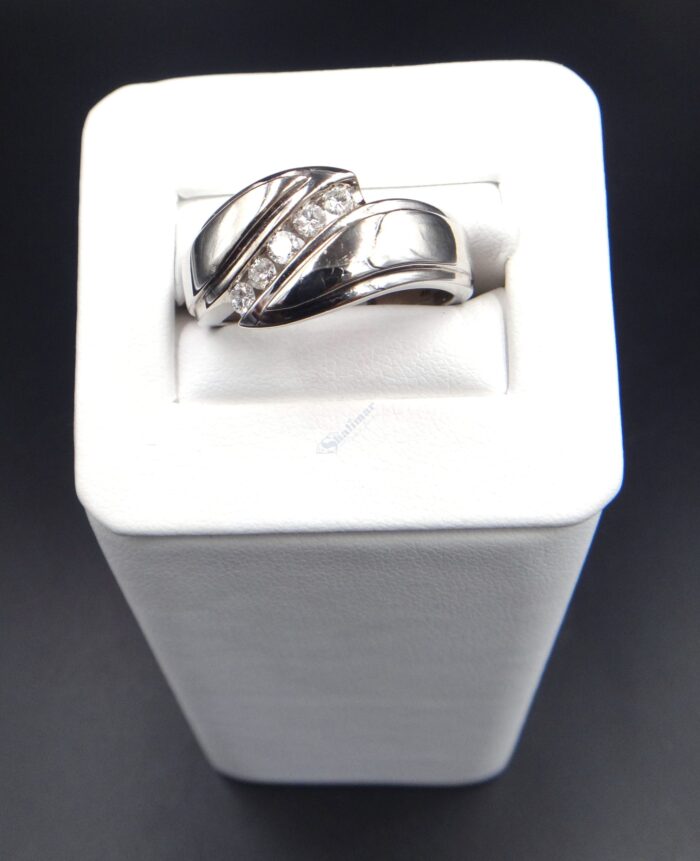 14K White Gold Channel Set High Polished Diamond Ring
