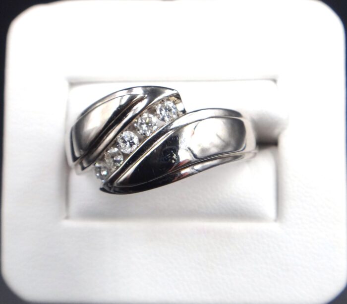 14K White Gold Channel Set High Polished Diamond Ring - Image 2
