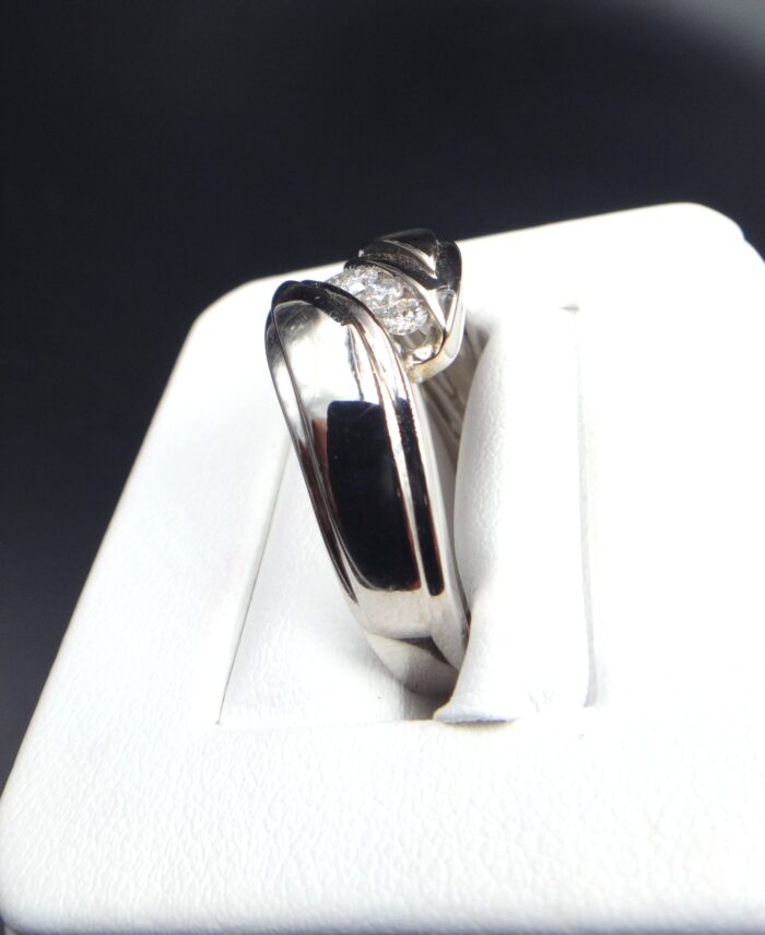 14K White Gold Channel Set High Polished Diamond Ring - Image 3