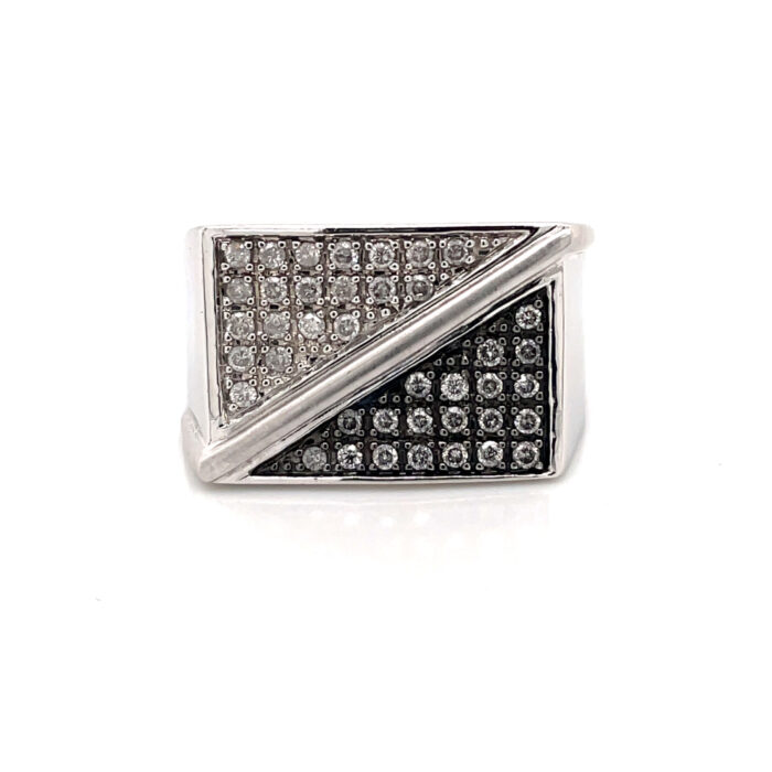14K White Gold Diamond Ring with Black Rhodium
