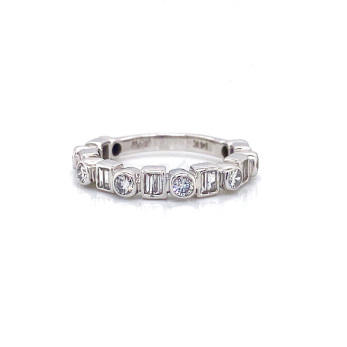 14K White Gold Diamond Bezel Set Eternity Band
