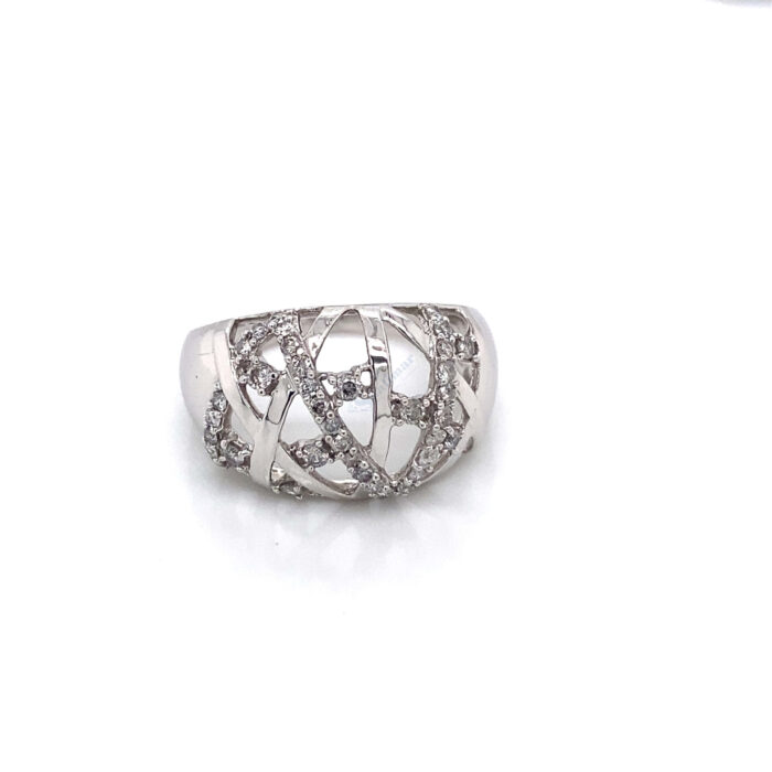 10K White Gold Pave Set Diamond Ring