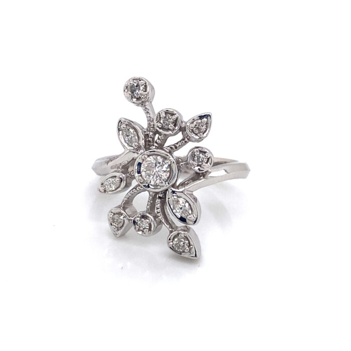 14K White Gold Prong Set Diamond Ring