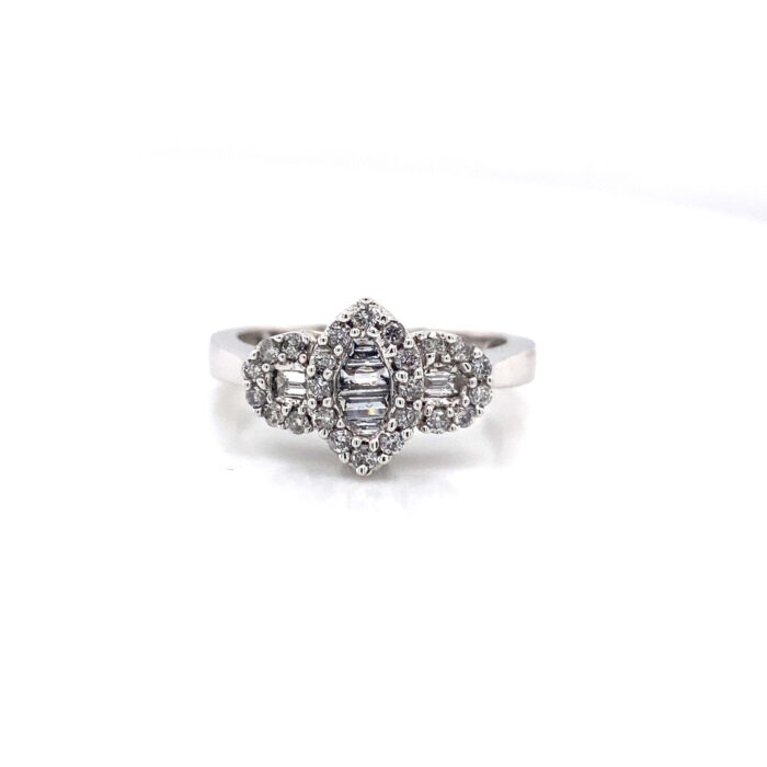 14K White Gold Prong Set Diamond Ring
