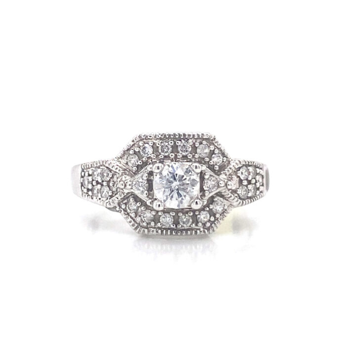 10K White Gold Prong Set Diamond Ring