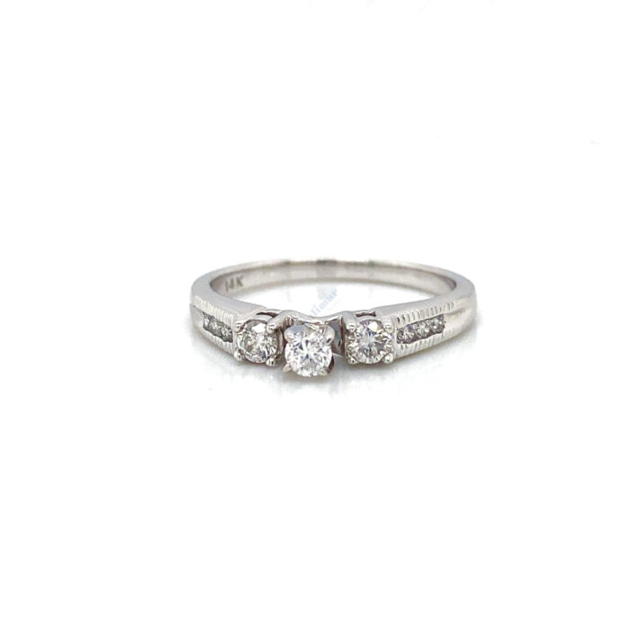14K White Gold Prong Set Diamond Ring