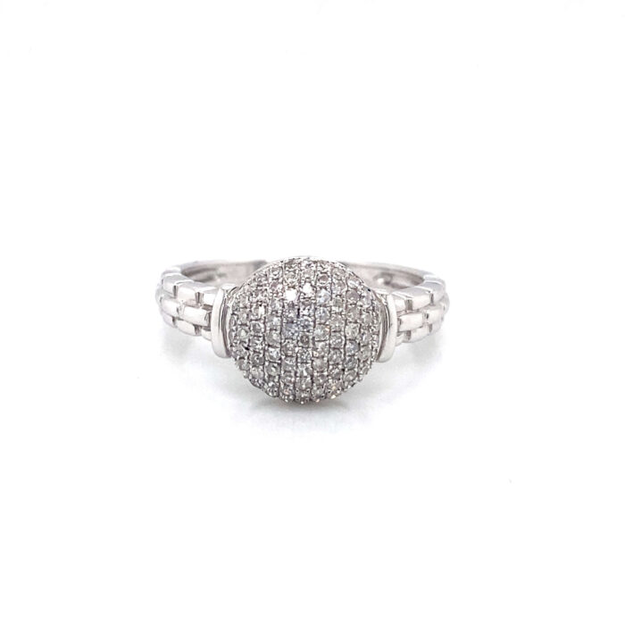 14K White Gold Pave Set Diamond Ring