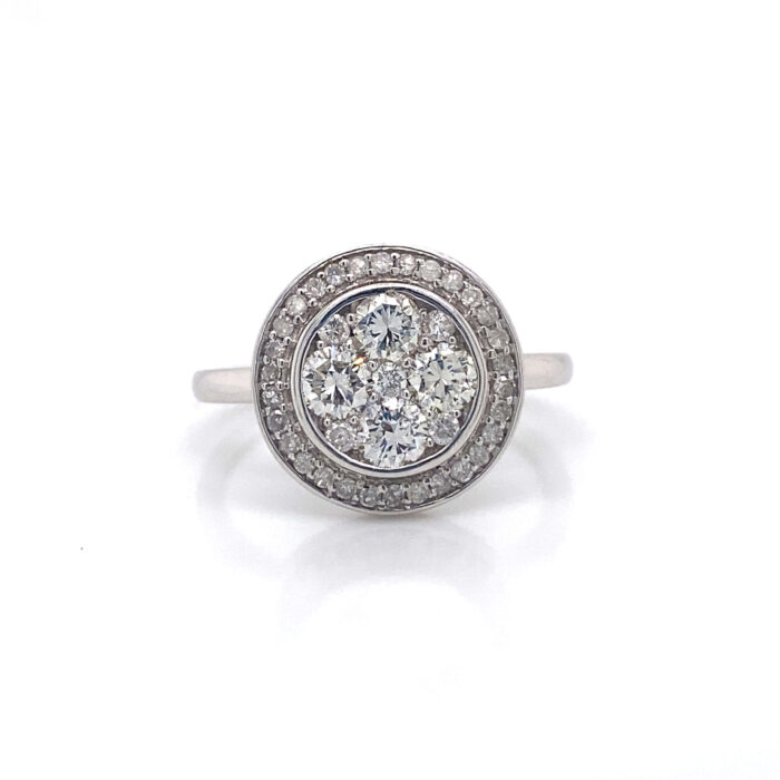14K White Gold Pave Set Diamond Ring