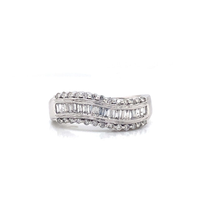 14K White Gold Prong Set Diamond Band