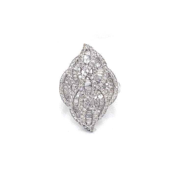 14K White Gold Prong/Channel Set Diamond Ring