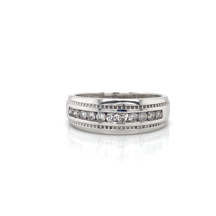 14K White Gold Channel Set Diamond Band