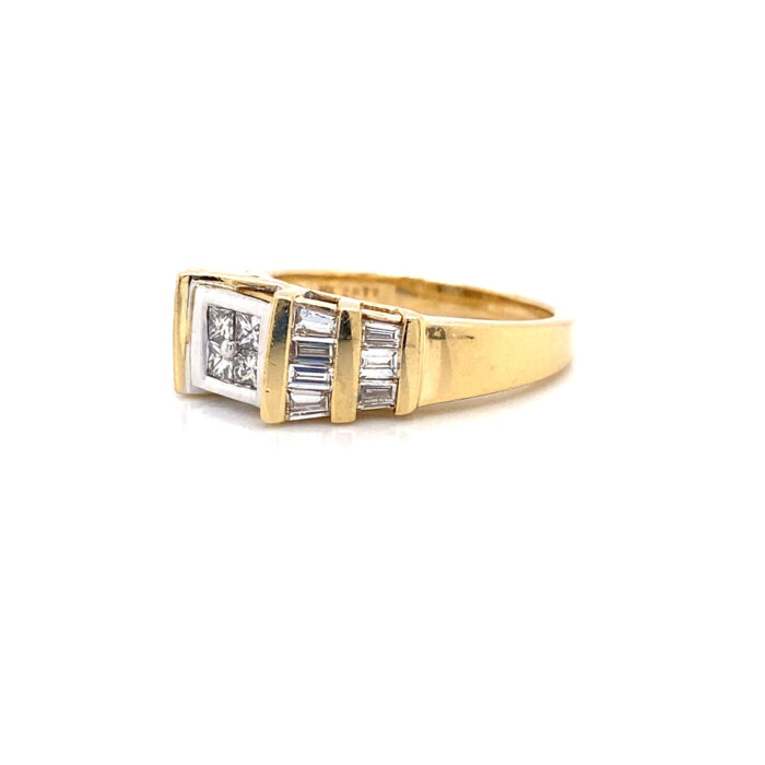 14K Yellow Gold Invisible Princess Diamond Ring - Image 2