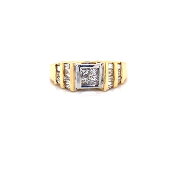 14K Yellow Gold Invisible Princess Diamond Ring