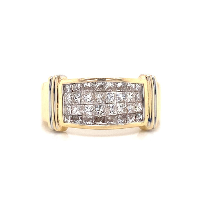 14K Yellow Gold Invisible Princess Diamond Ring