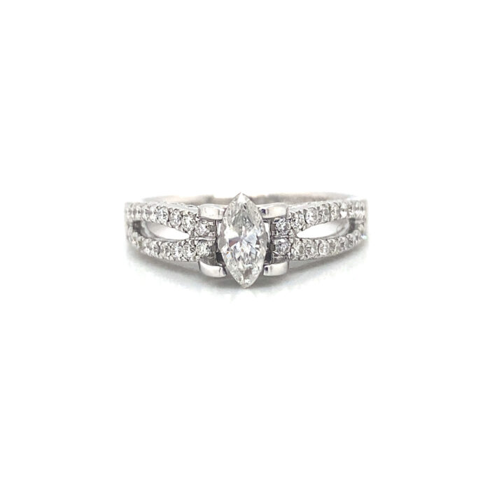 14K White Gold Prong Set Diamond Ring