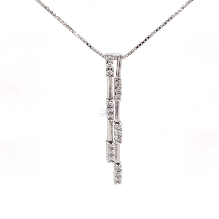 18K White Gold Dangle Diamond Necklace