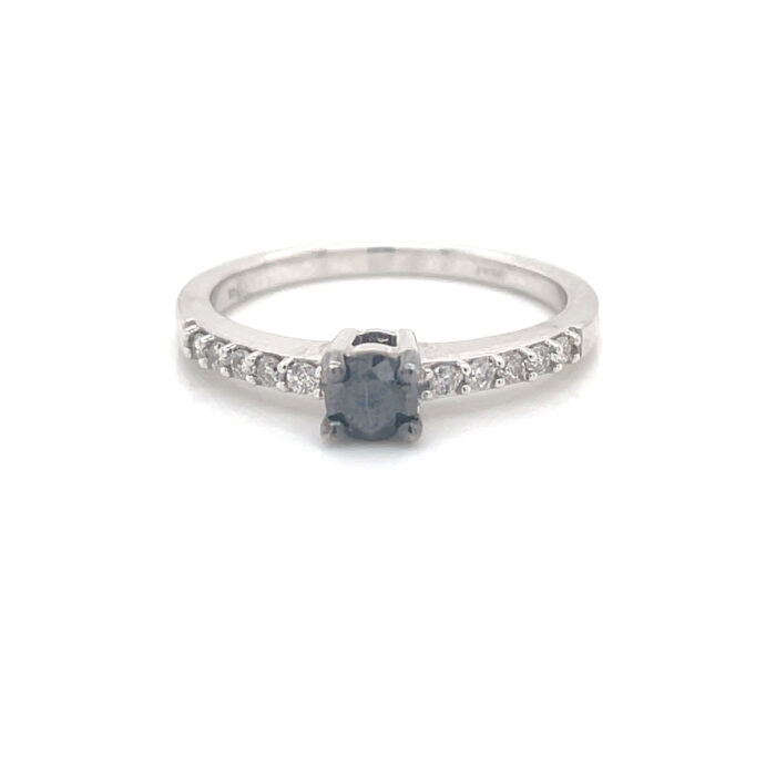 10K White Gold Black & White Gold Diamond Ring