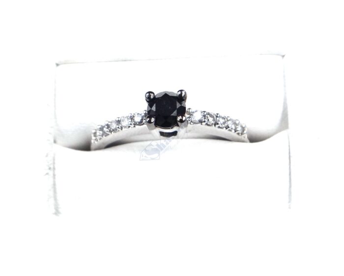 10K White Gold Black & White Gold Diamond Ring - Image 2