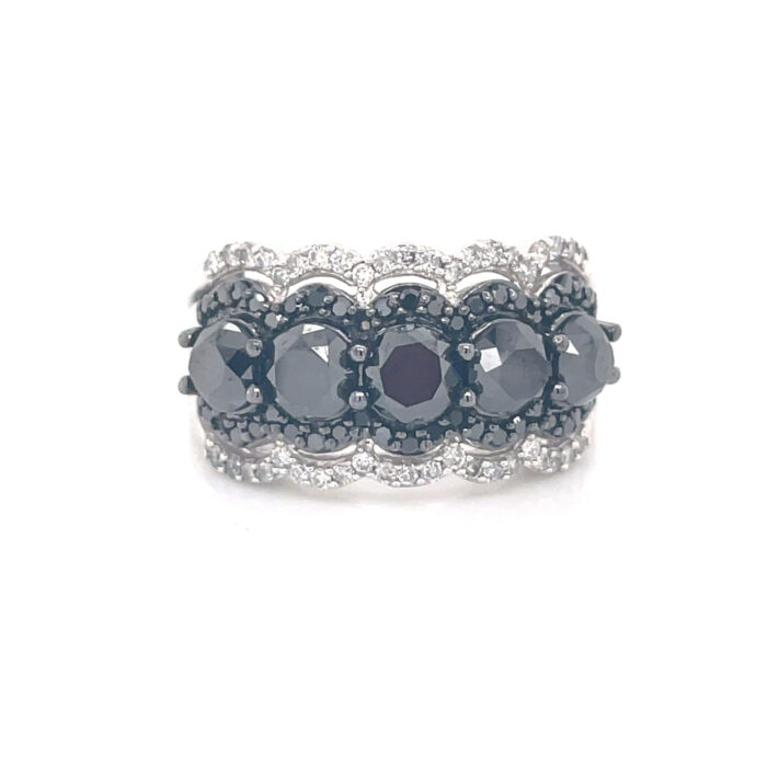 10K White Gold Black & White Diamond Ring