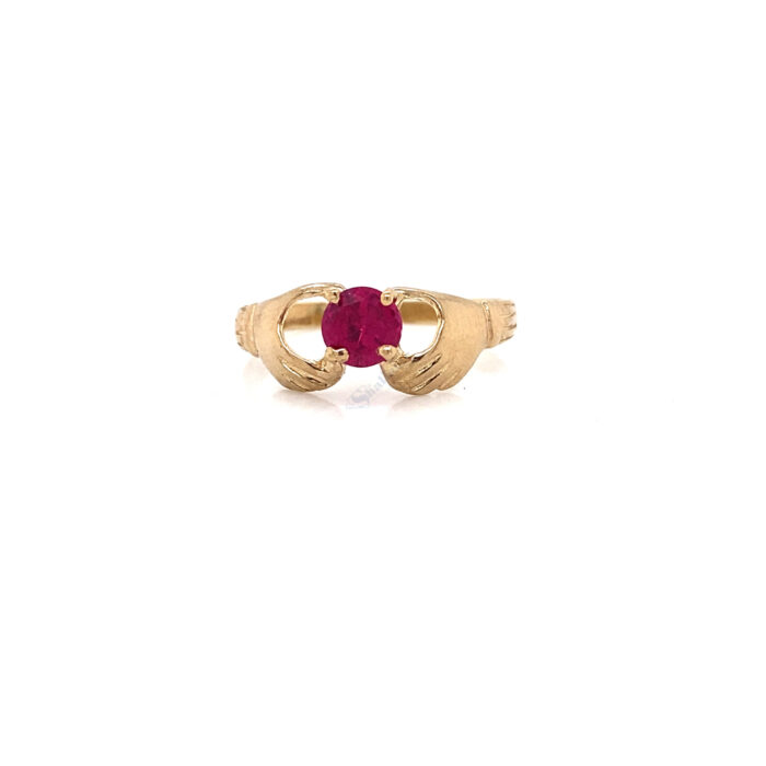 10K Yellow Lab Ruby Claddagh Ring