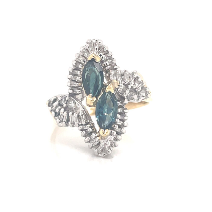 10K Yellow Gold Sapphire & Diamond Ring