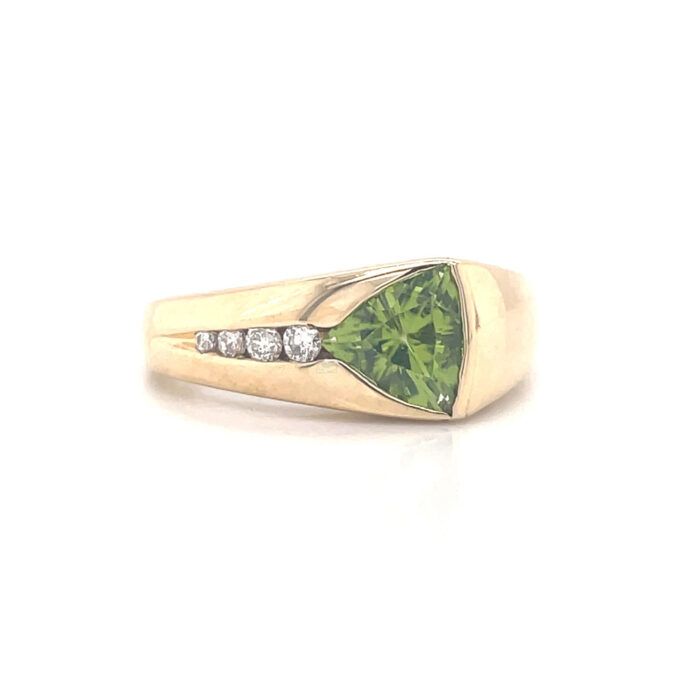 14K Yellow Gold Peridot & Diamond Ring