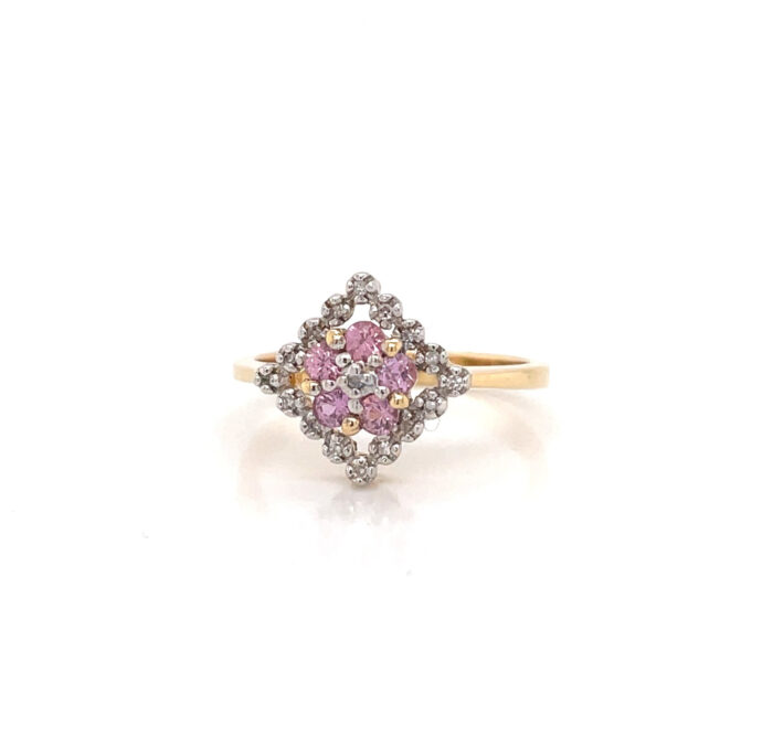 14K Yellow Gold Sapphire Diamond Ring