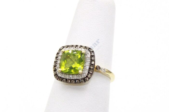 10K Yellow Gold Peridot & Diamond Ladies Ring
