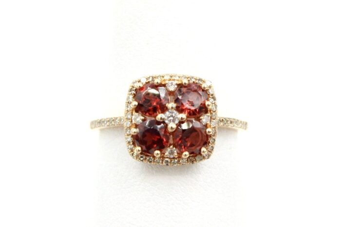 14K Rose Gold Garnet Ladies Ring