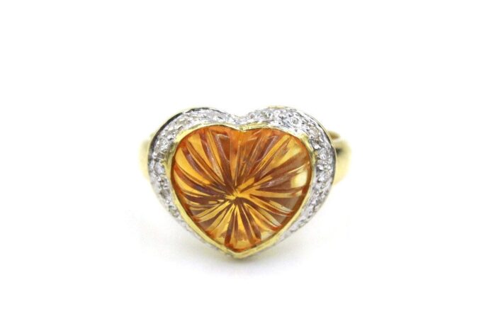 14K Yellow Gold Genuine Citrine & Diamond Ladies Ring - Image 2