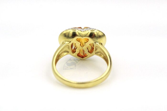 14K Yellow Gold Genuine Citrine & Diamond Ladies Ring - Image 4