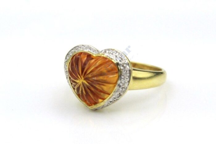 14K Yellow Gold Genuine Citrine & Diamond Ladies Ring - Image 3