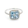 14K White Gold Blue Topaz & Diamond Ladies Ring