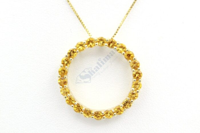 10K Yellow Gold Citrine Circle Of Love Pendant - Image 2