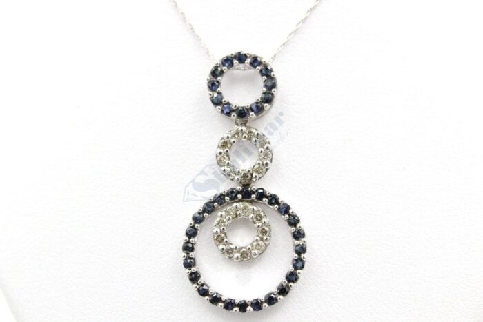 14K White Gold Sapphire & Diamond Pendant